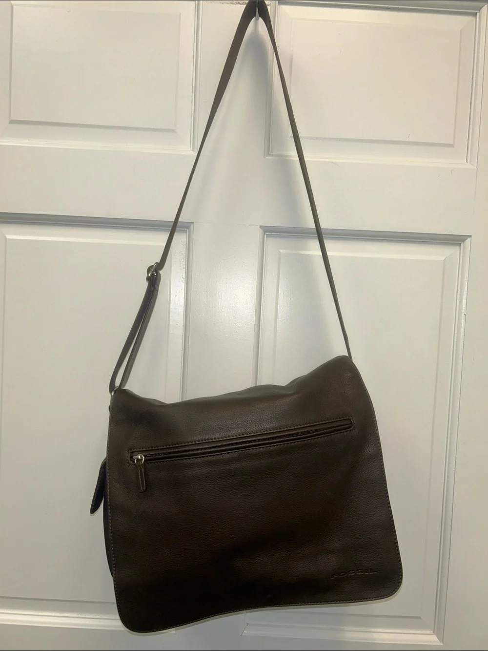 Fossil Pebbled Leather and Nylon ZB8843 Unisex Brown Messenger Bag/Work Satchel
